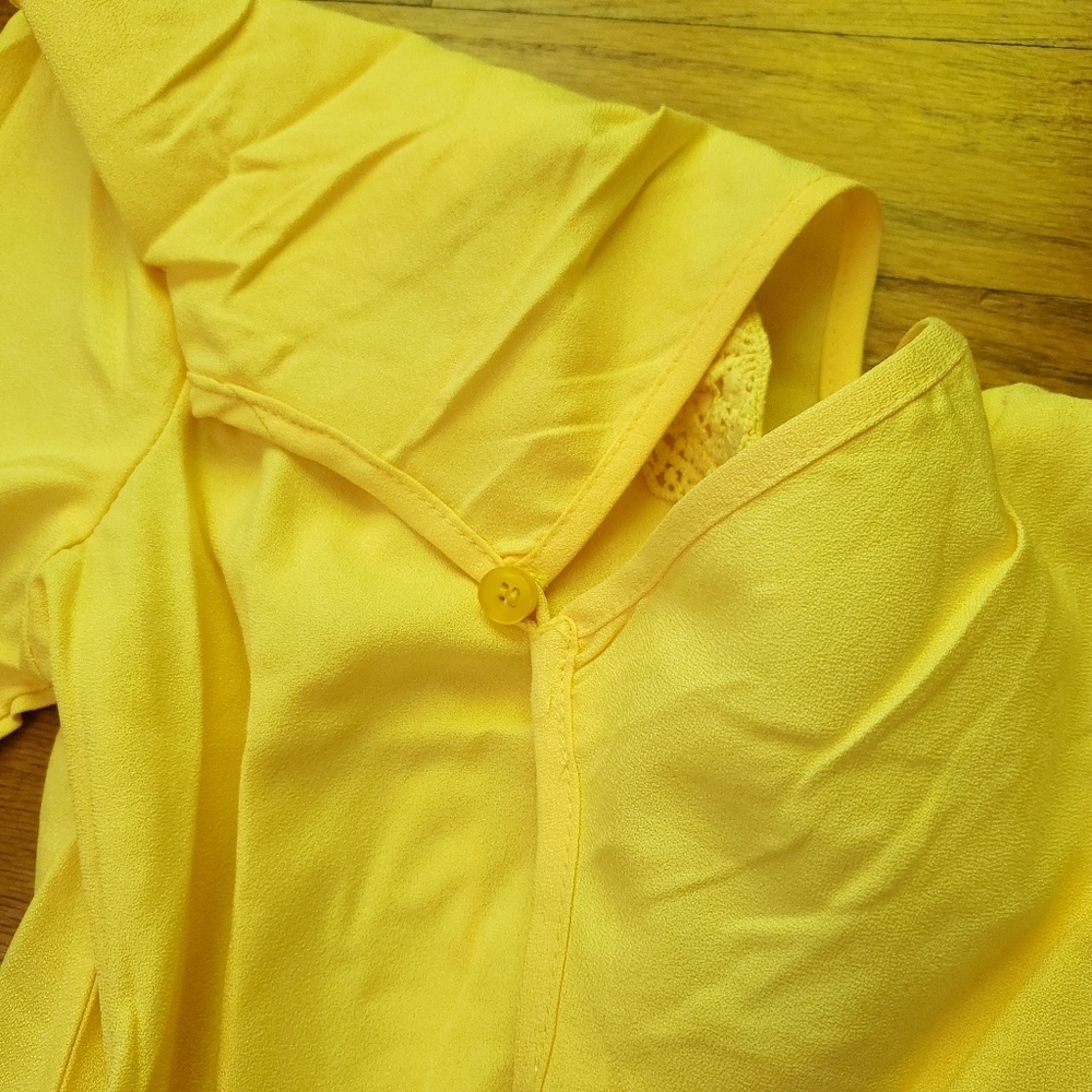 Yellow Romper Crochet Detail Boho - Picture 7 of 8